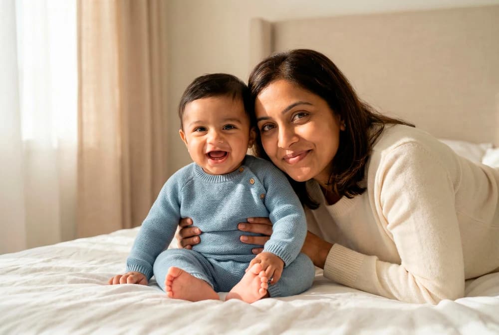 A happy mother and child