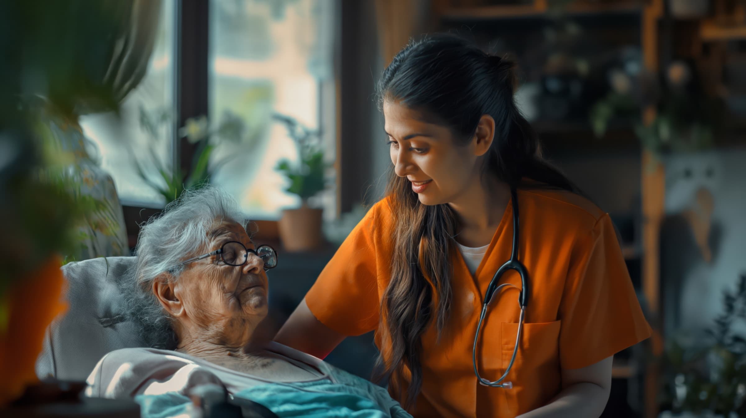 Doctor supporting an older woman during a care consultation